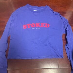 Spiritual Gangster Purple Long Sleeve Shirt with Red 'STOKED' Print size XS